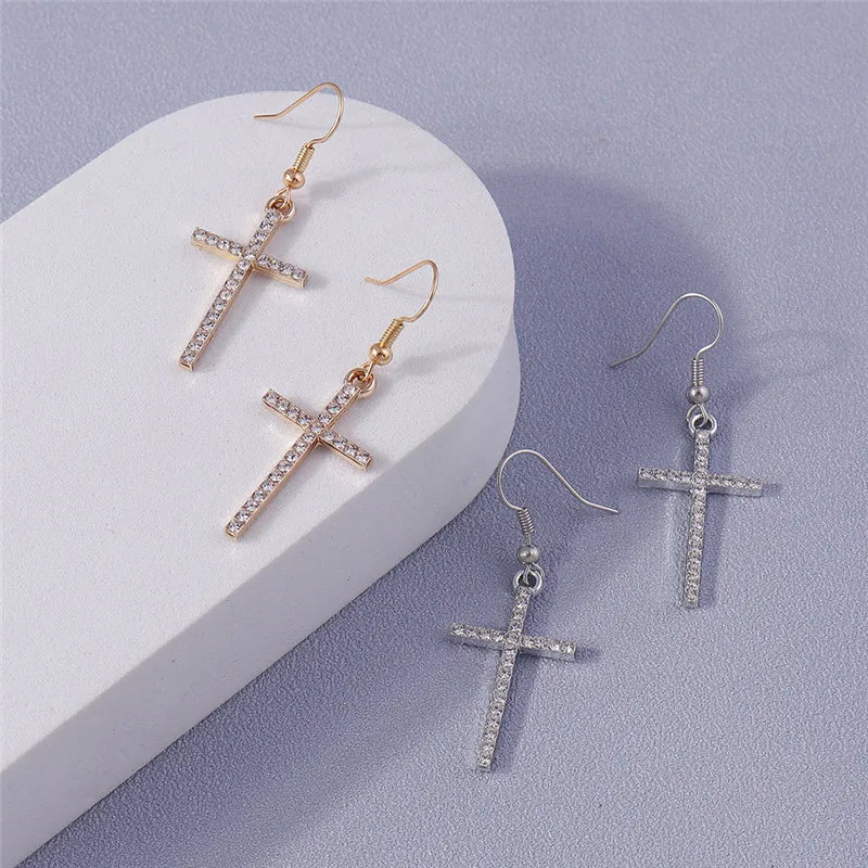 Zircon Cross Earrings for Women