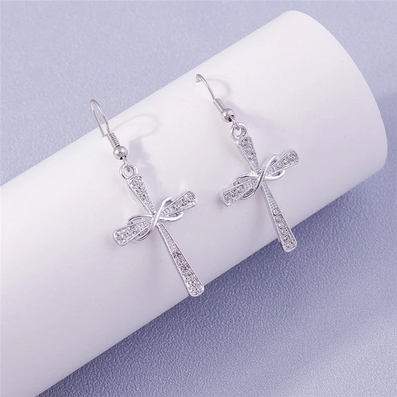 Zircon Cross Earrings for Women