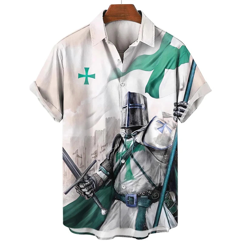 Jesus 3D Printed Casual Short Sleeve Button Up Shirts