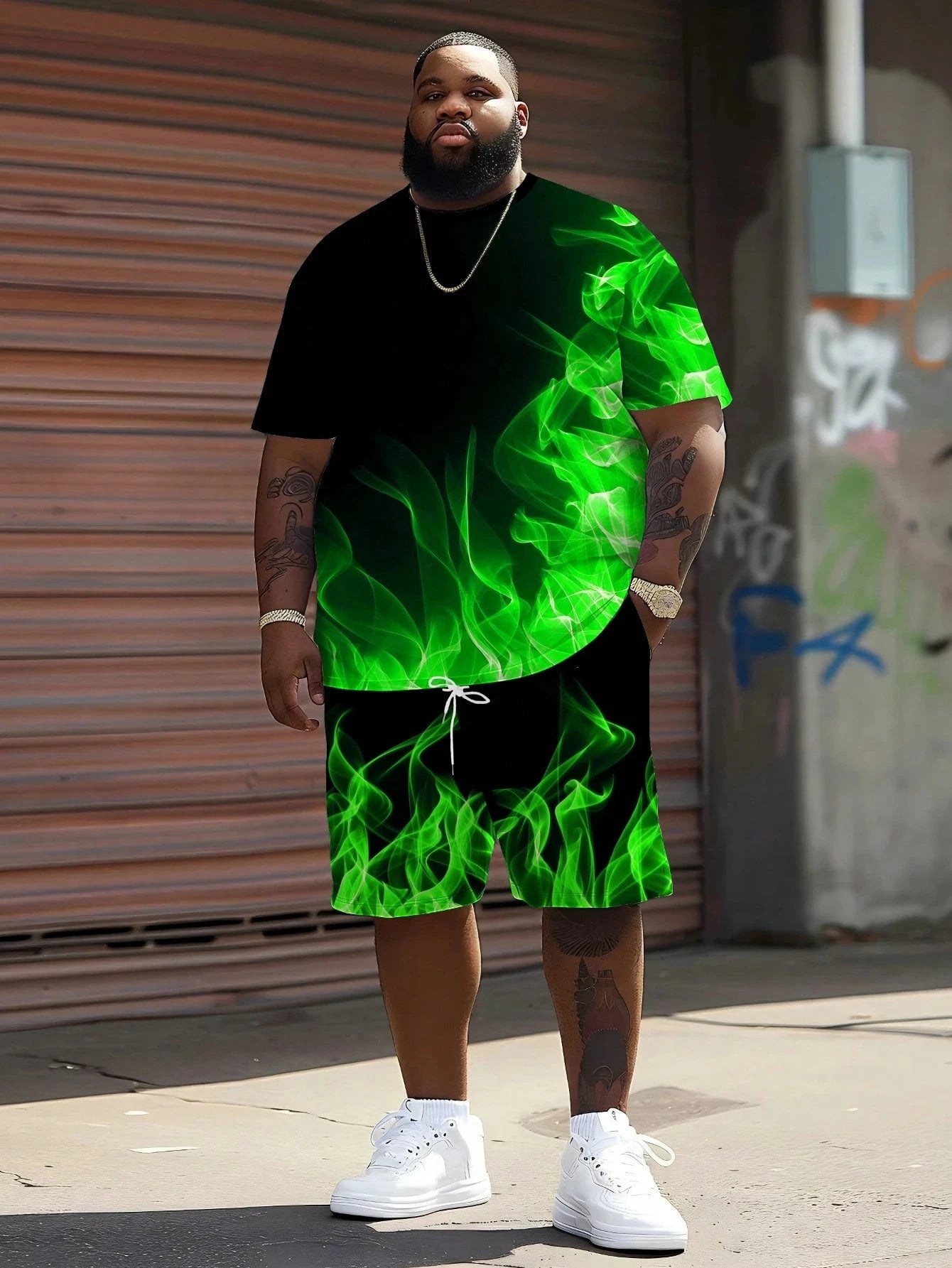 Men's Casual Graphic T-Shirt & Shorts Matching Set