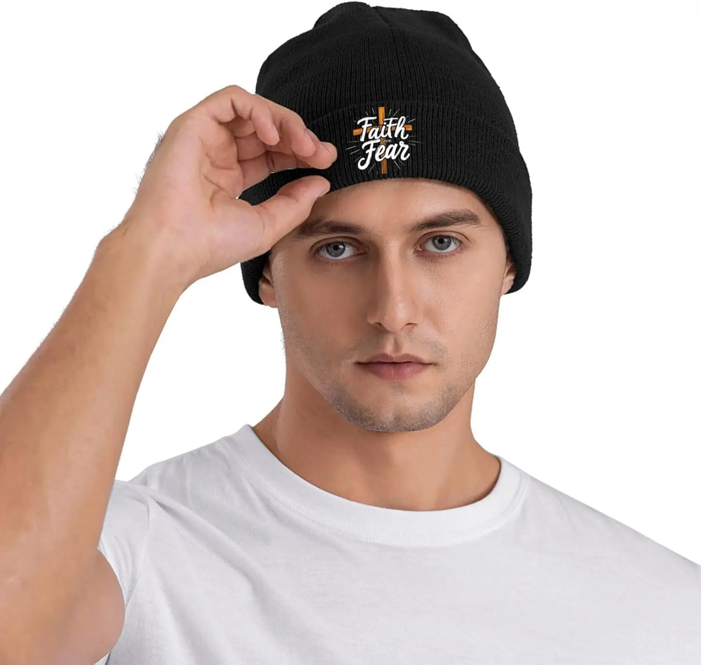 Faith Over Fear Knitted Cuffed Beanie