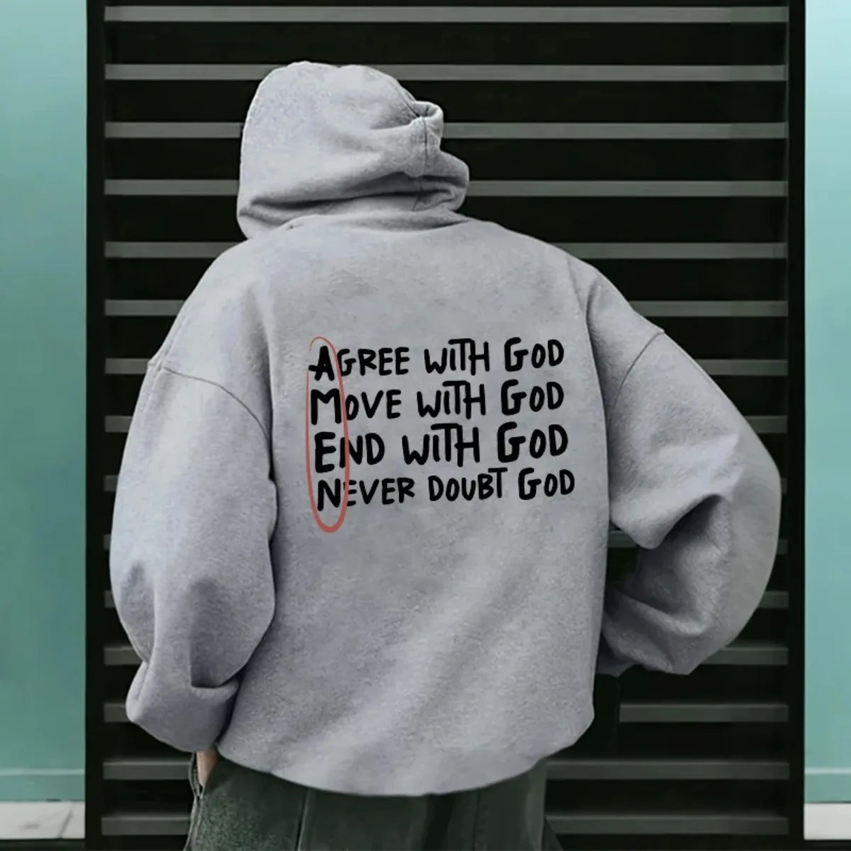 Never Doubt God Christian Hoodie – Inspirational Faith Pullover Sweatshirt for Men