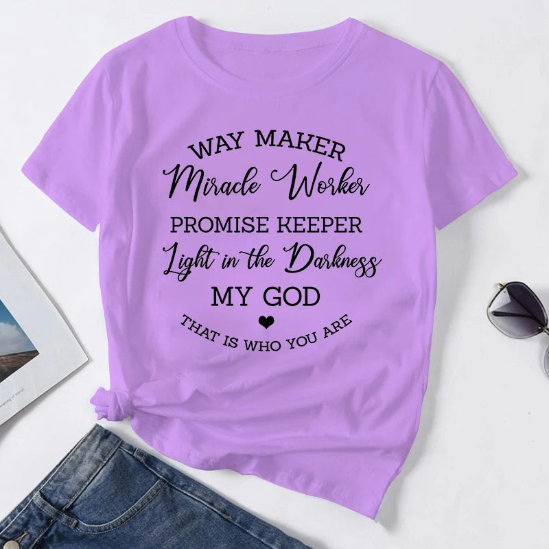 Way Maker Christian T-Shirt | Miracle Worker Promise Keeper Faith Graphic Tee