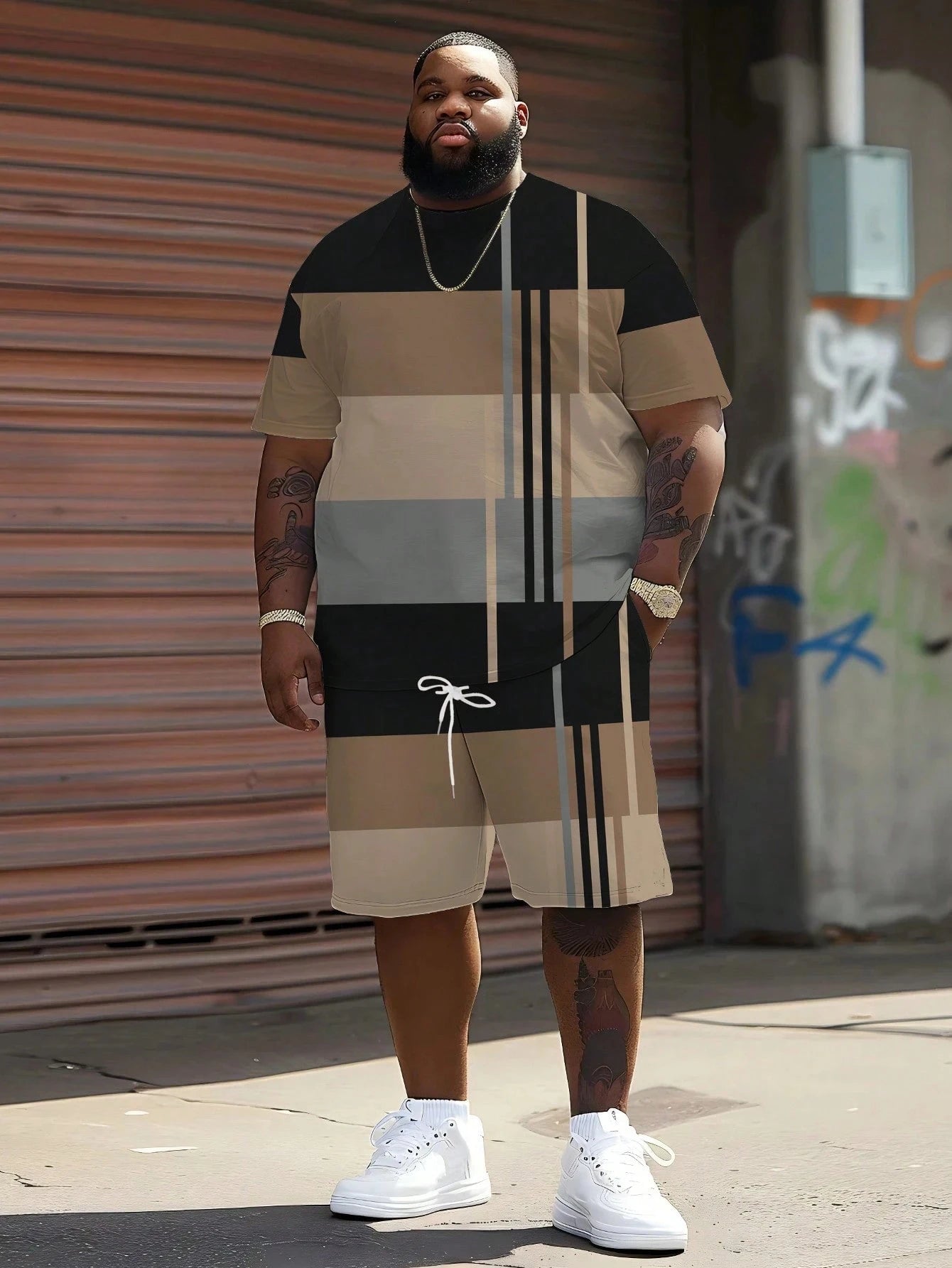 Men's Casual Graphic T-Shirt & Shorts Matching Set