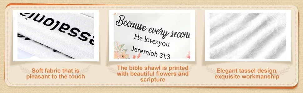 Floral Tassel Scripture Scarf - God Cloth