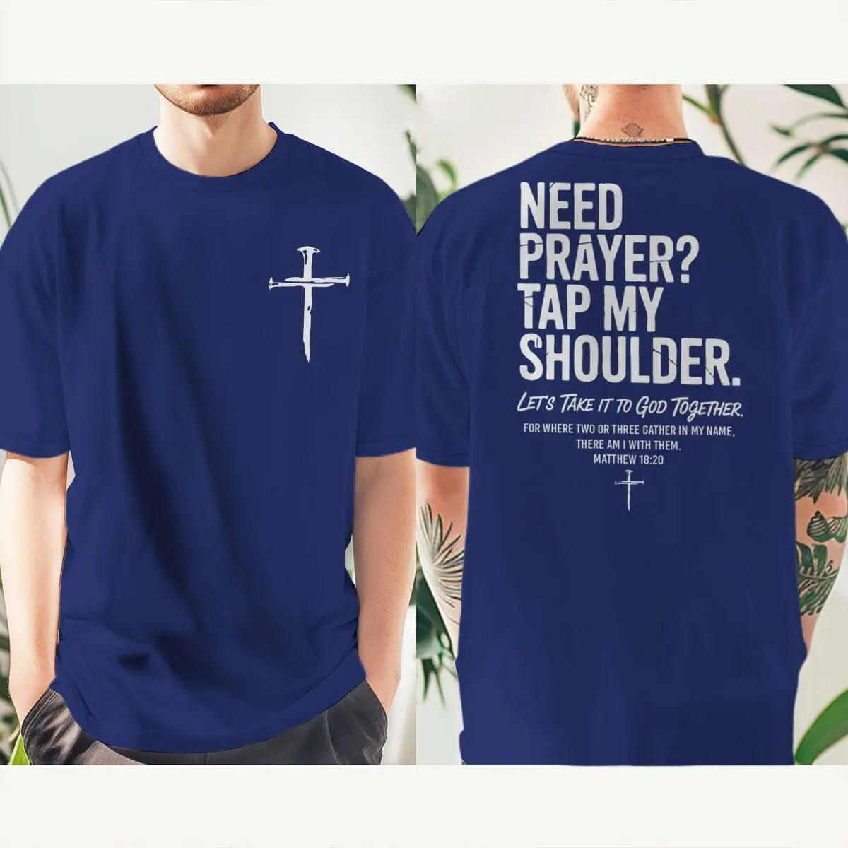 Need Prayer? Tap My Shoulder Christian T-Shirt | Unisex Faith Graphic Cross Tee