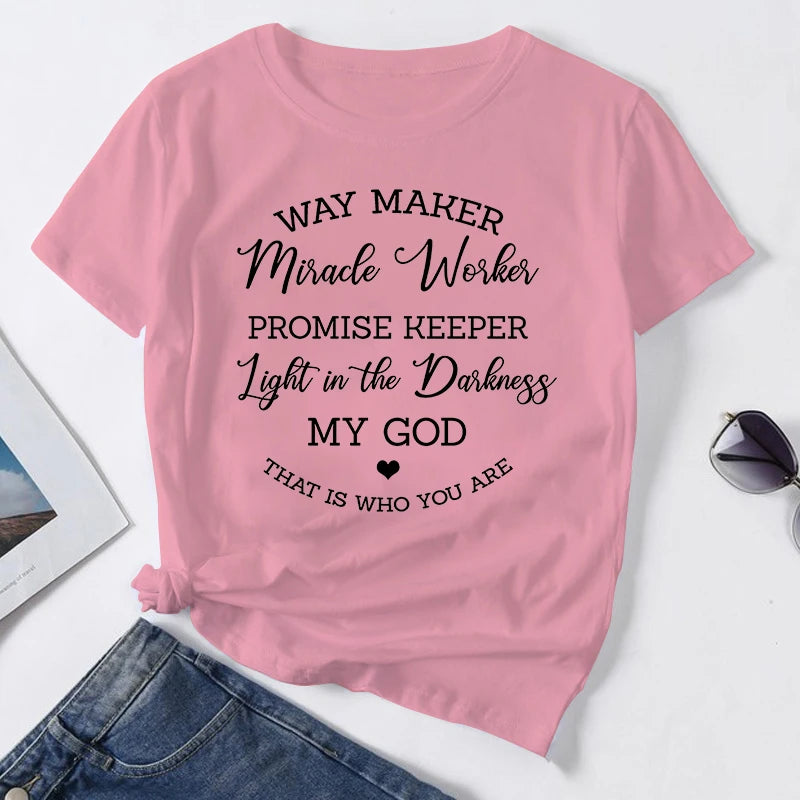 Way Maker Christian T-Shirt | Miracle Worker Promise Keeper Faith Graphic Tee