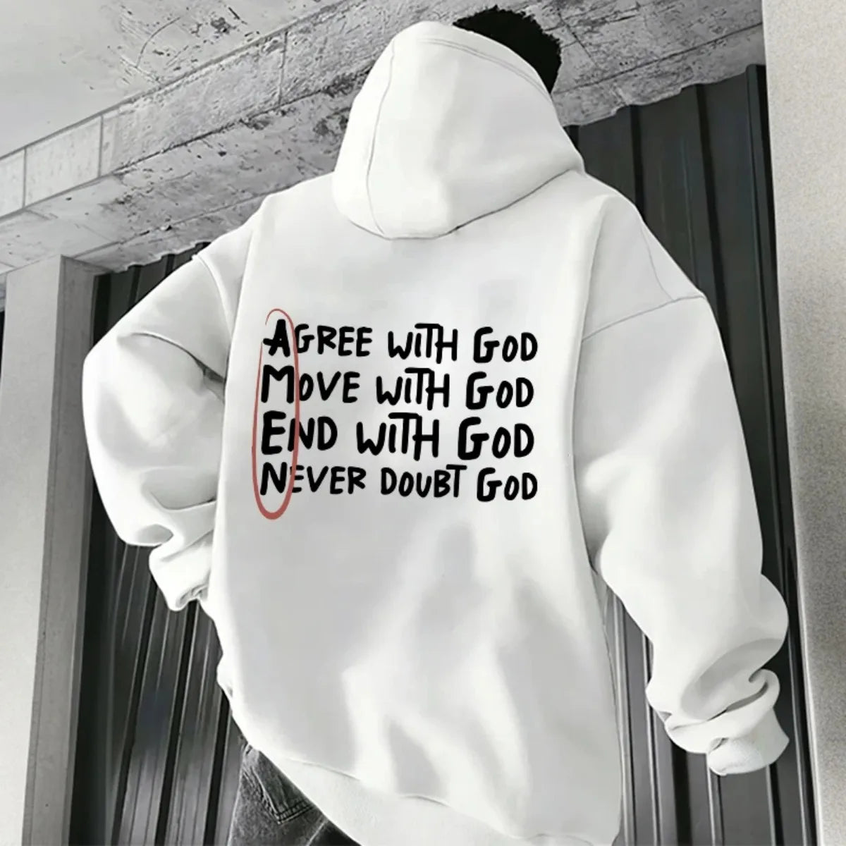 Never Doubt God Christian Hoodie – Inspirational Faith Pullover Sweatshirt for Men
