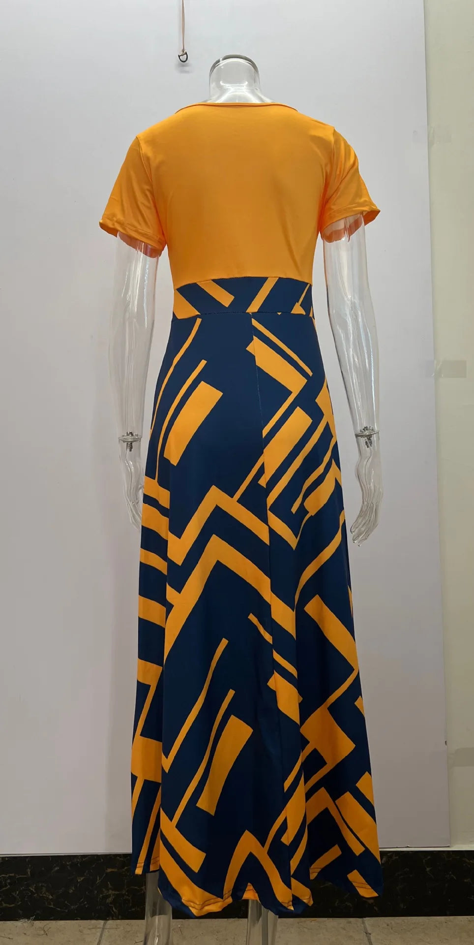 Blue and Gold Geo Faith Maxi Dress