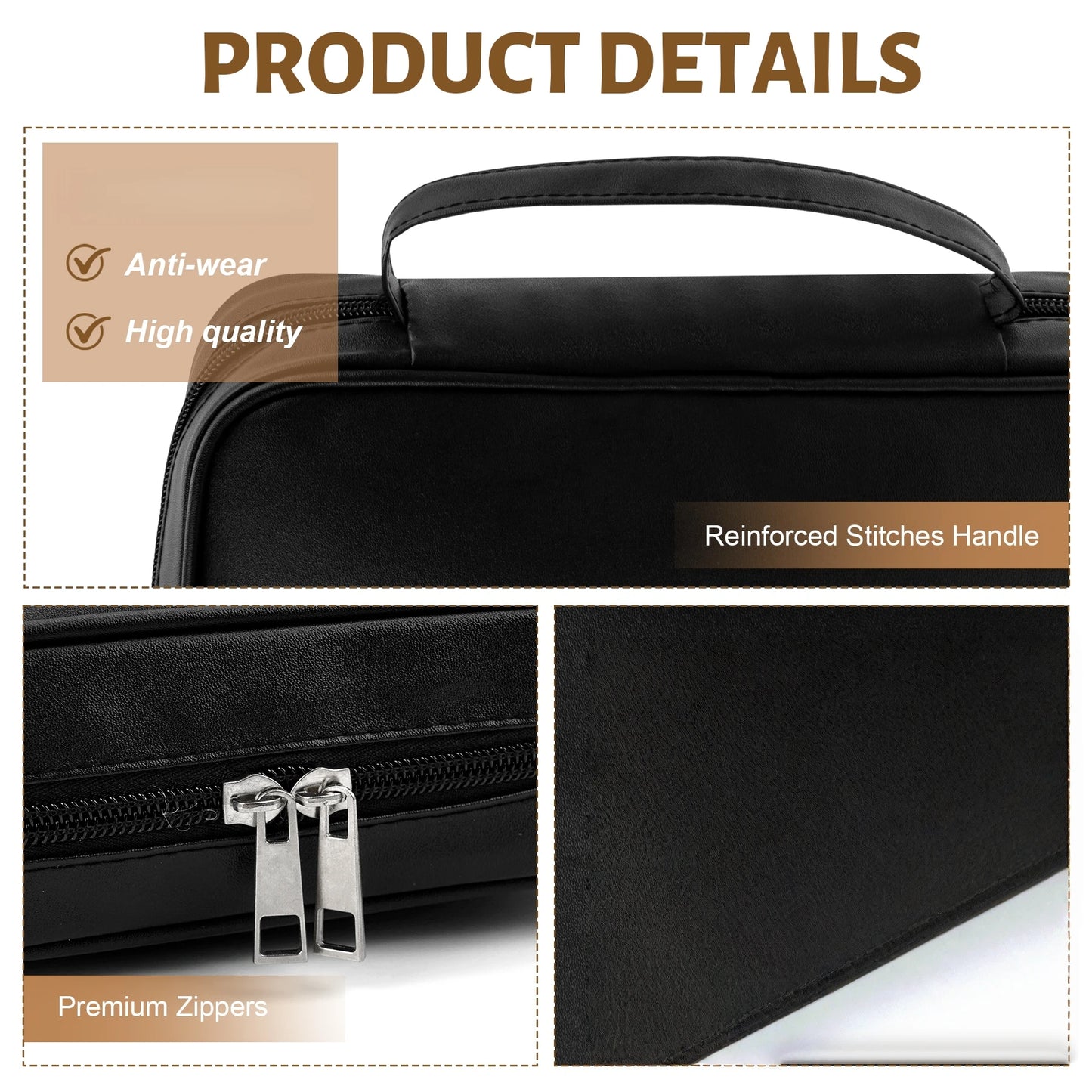 Leather Bible Cover Organizer with Handle & Zipper Pocket – Large Capacity Bible Carrying Case