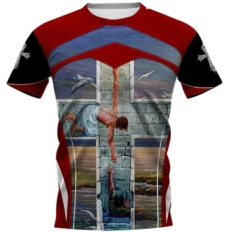 Christian Jesus Graphic T-Shirt – Unisex 3D Savior Print Casual Streetwear Tee