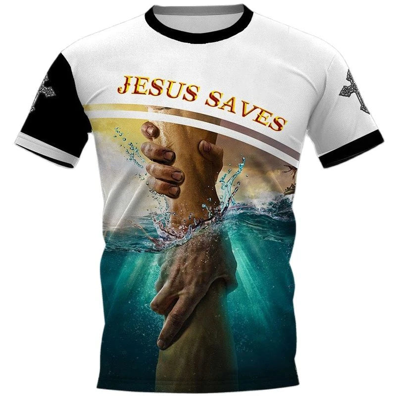 Christian Jesus Graphic T-Shirt – Unisex 3D Savior Print Casual Streetwear Tee