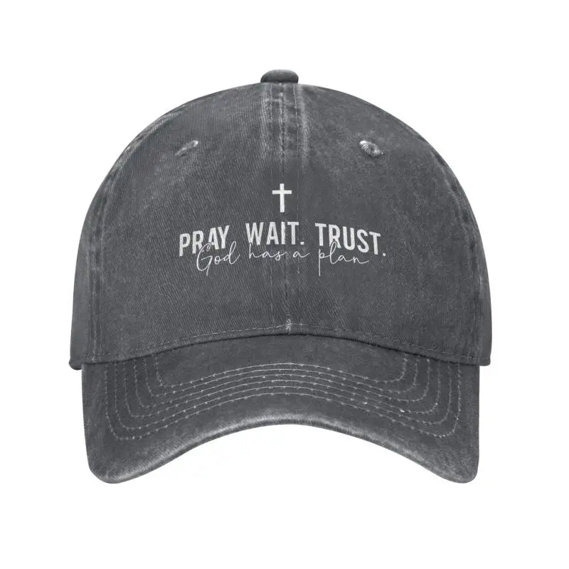 Pray Wait Trust Christian Baseball Cap | God Clot