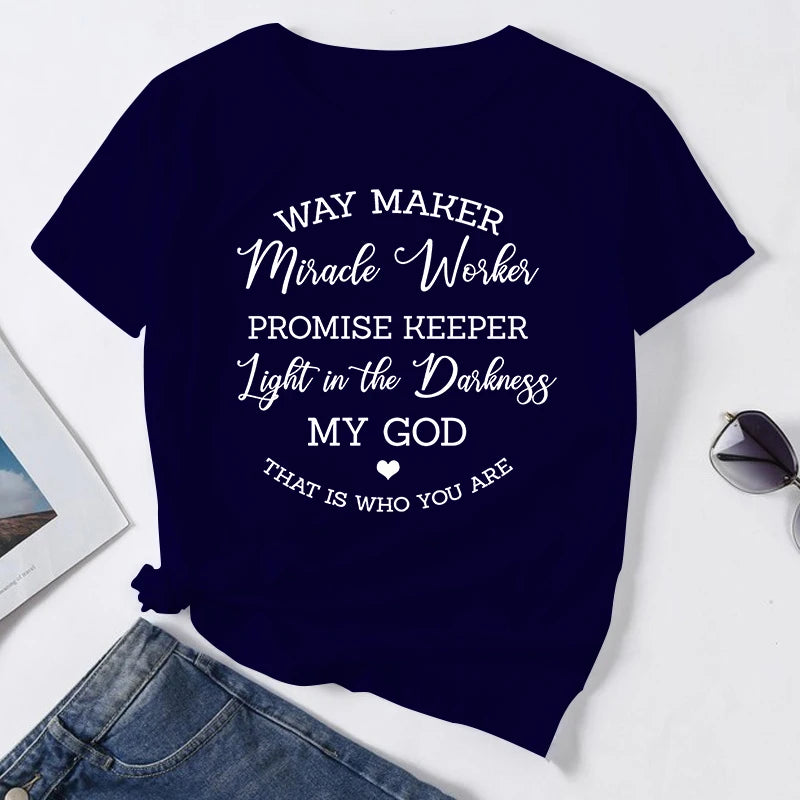 Way Maker Christian T-Shirt | Miracle Worker Promise Keeper Faith Graphic Tee