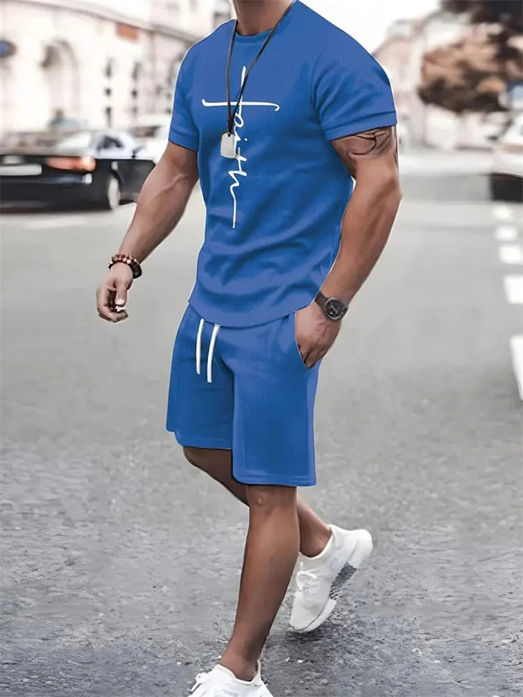 Men’s Faith Cross T-Shirt & Shorts Set – 2-Piece Christian Summer Outfit | God Cloth
