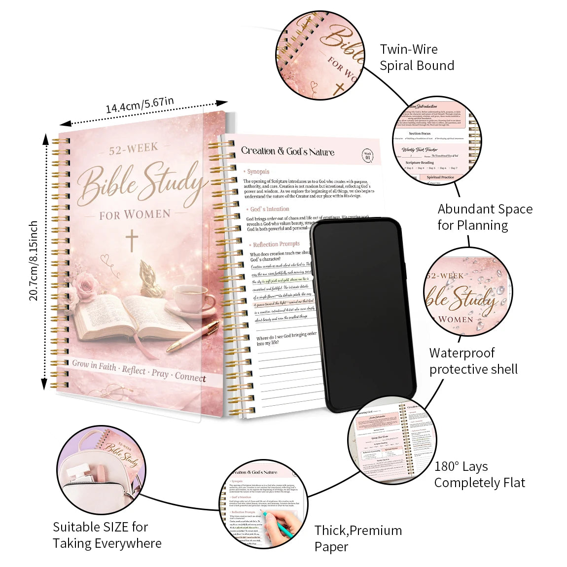 52-Week Bible Study Journal for Women – Spiral-Bound Faith Planner