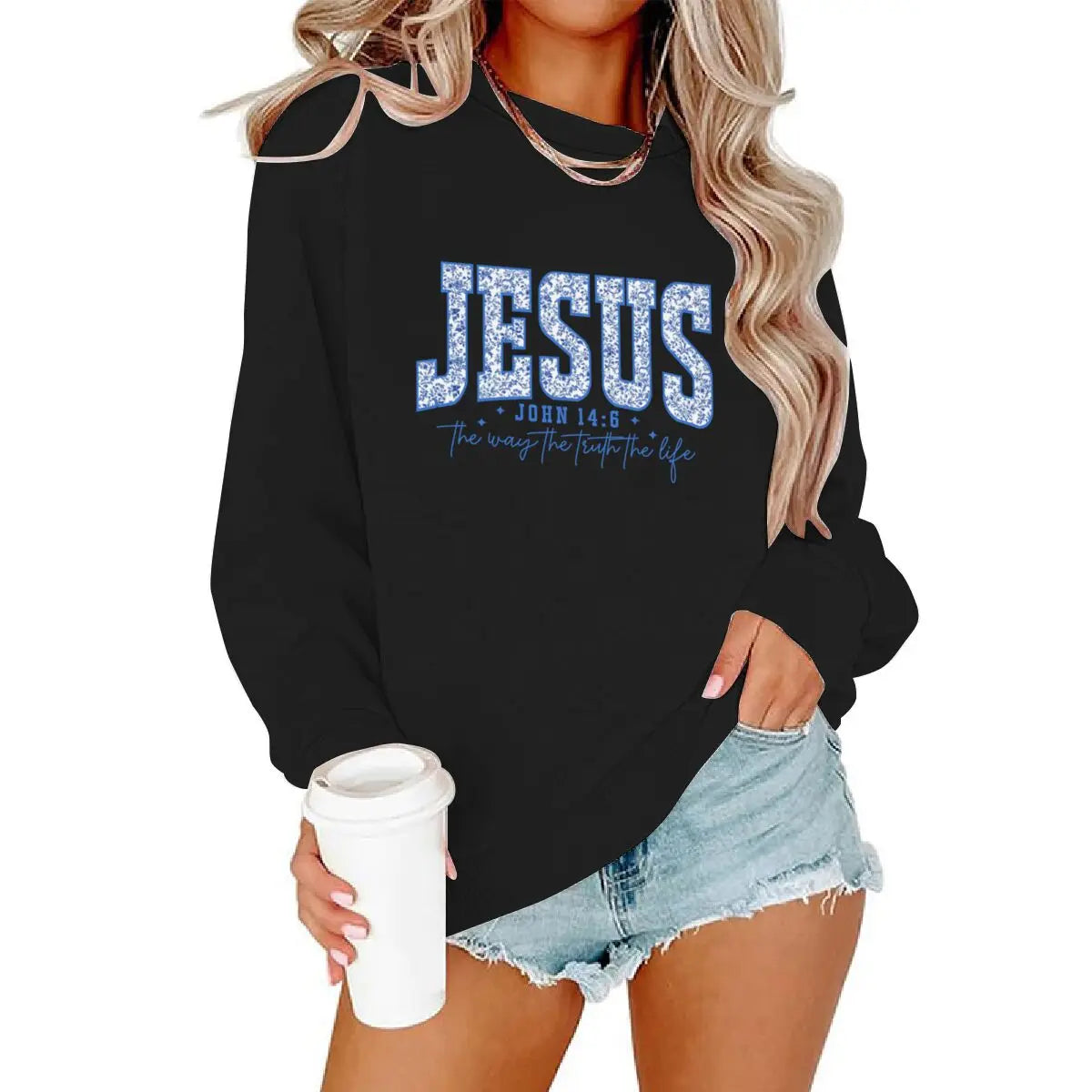 Jesus Is the Way, the Truth, the Life Sweatshirt – John 14:6 Christian Floral Pullover