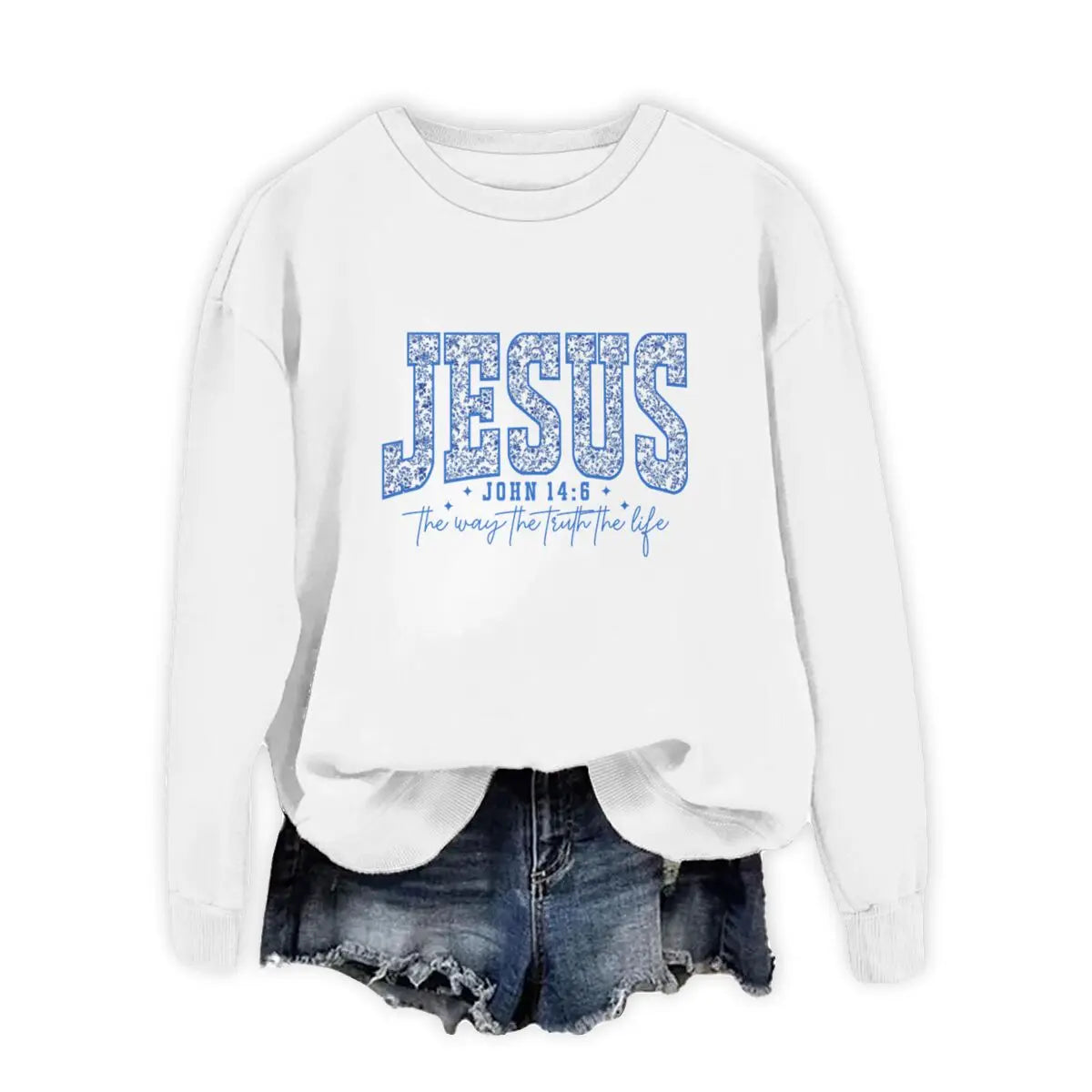 Jesus Is the Way, the Truth, the Life Sweatshirt – John 14:6 Christian Floral Pullover