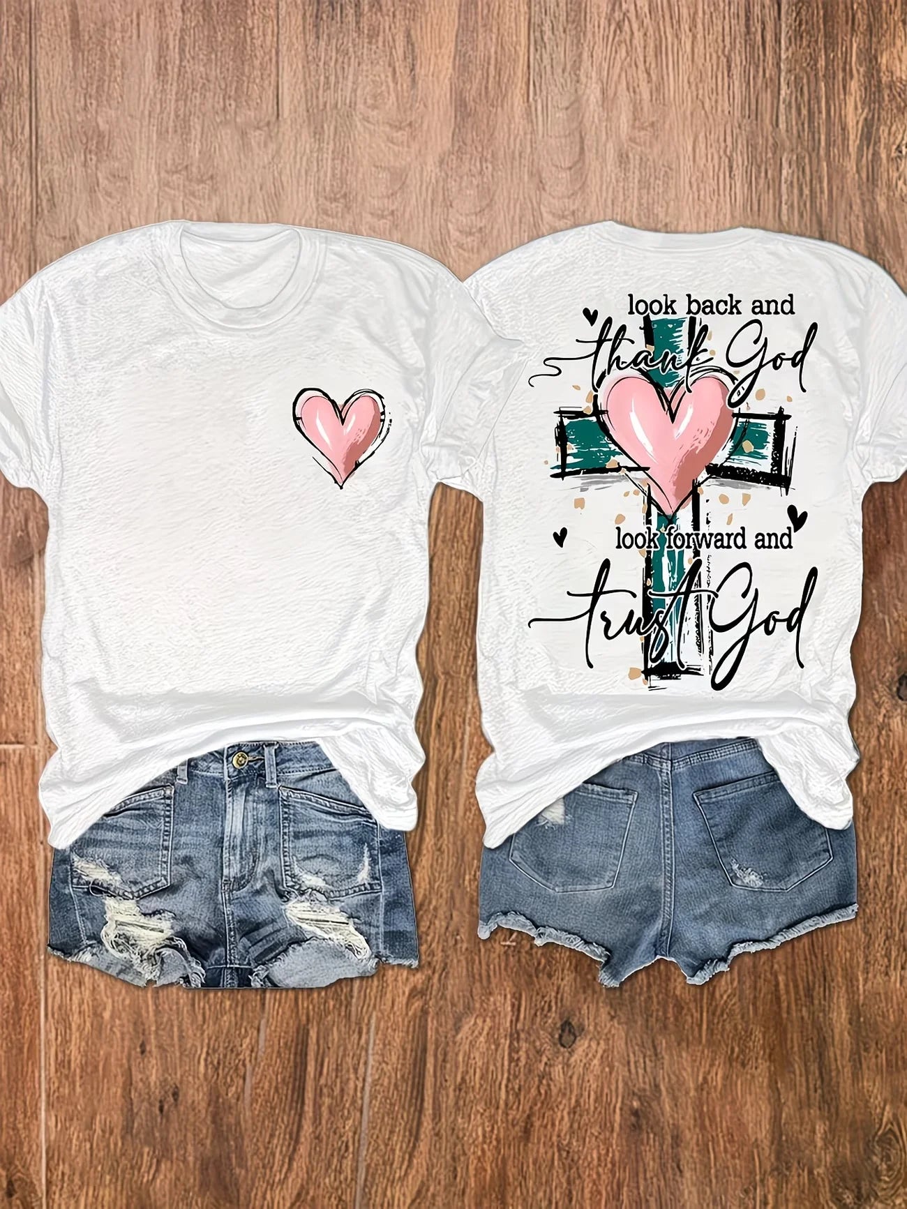 Jesus Cross Print Faith T-Shirt