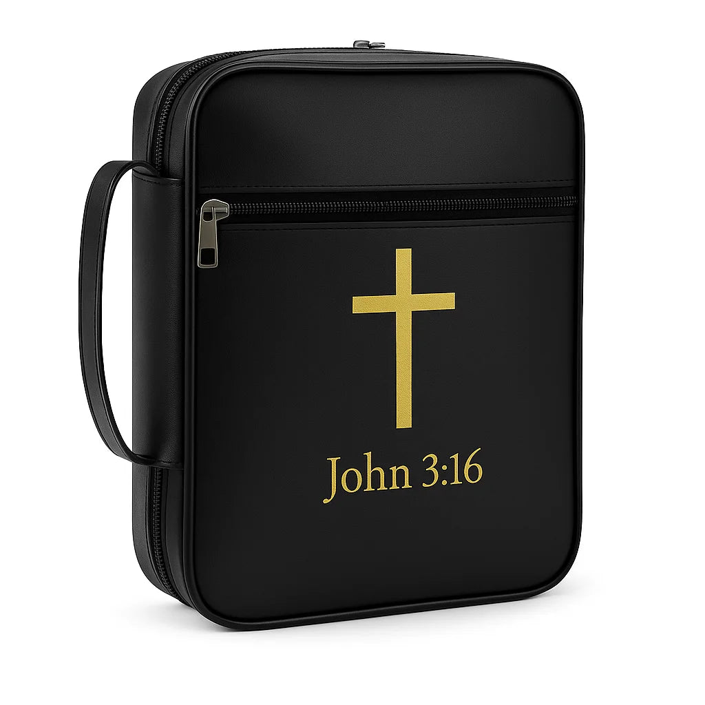 Leather Bible Cover Organizer with Handle & Zipper Pocket – Large Capacity Bible Carrying Case