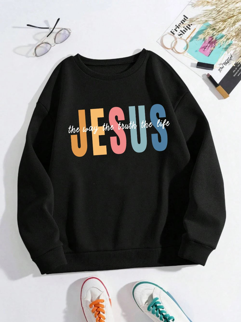 Colorful Jesus Fleece Pullover Sweatshirt