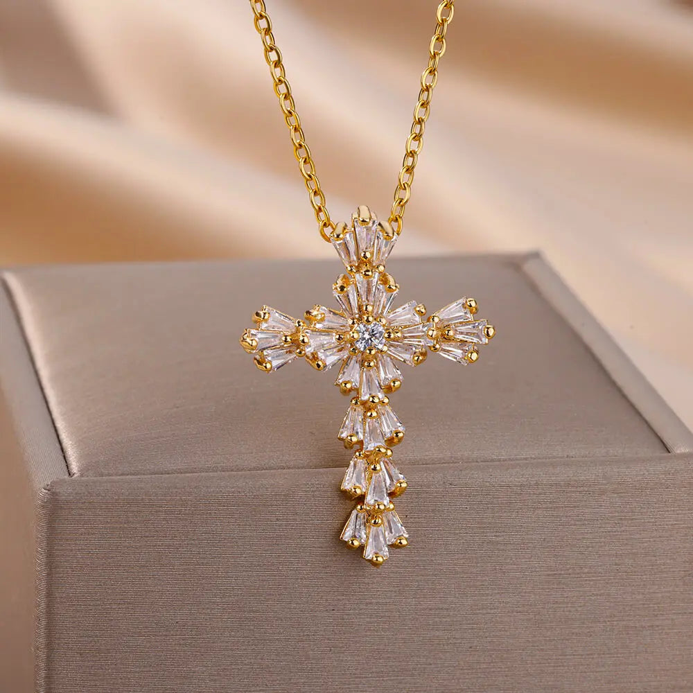 Zircon Cross Necklaces