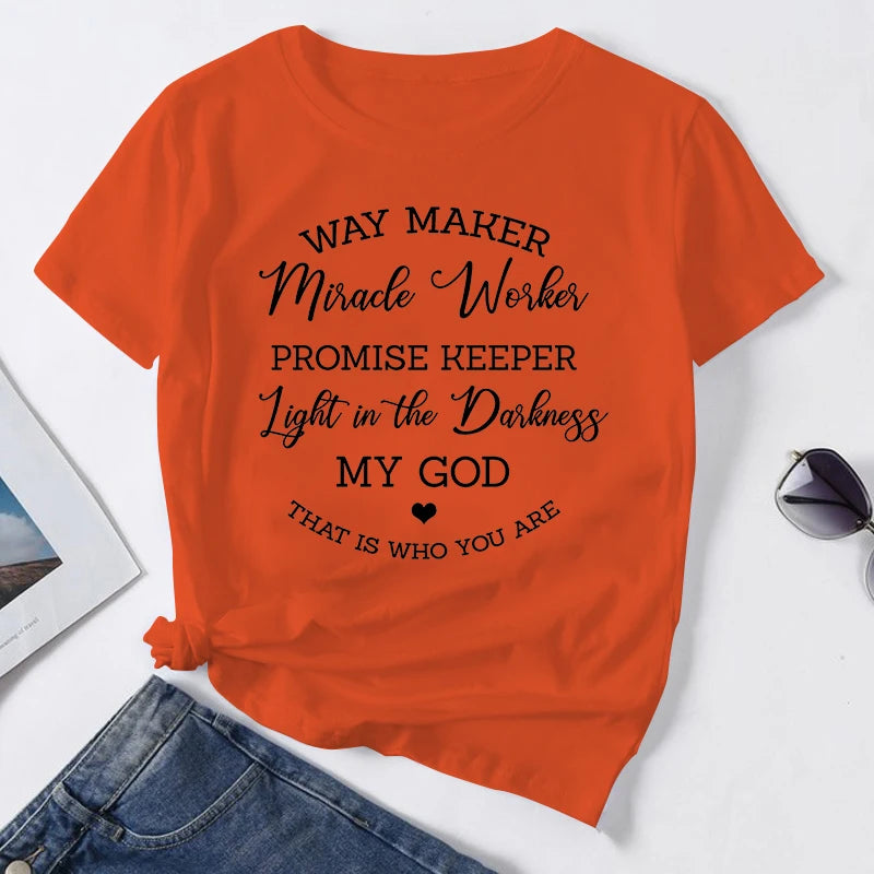 Way Maker Christian T-Shirt | Miracle Worker Promise Keeper Faith Graphic Tee