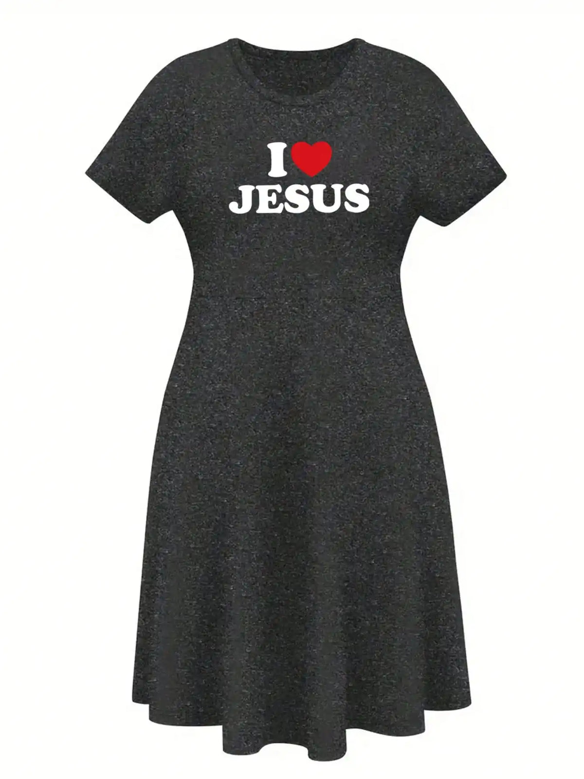 I Love Jesus Printed Plus Size A-Line Dress