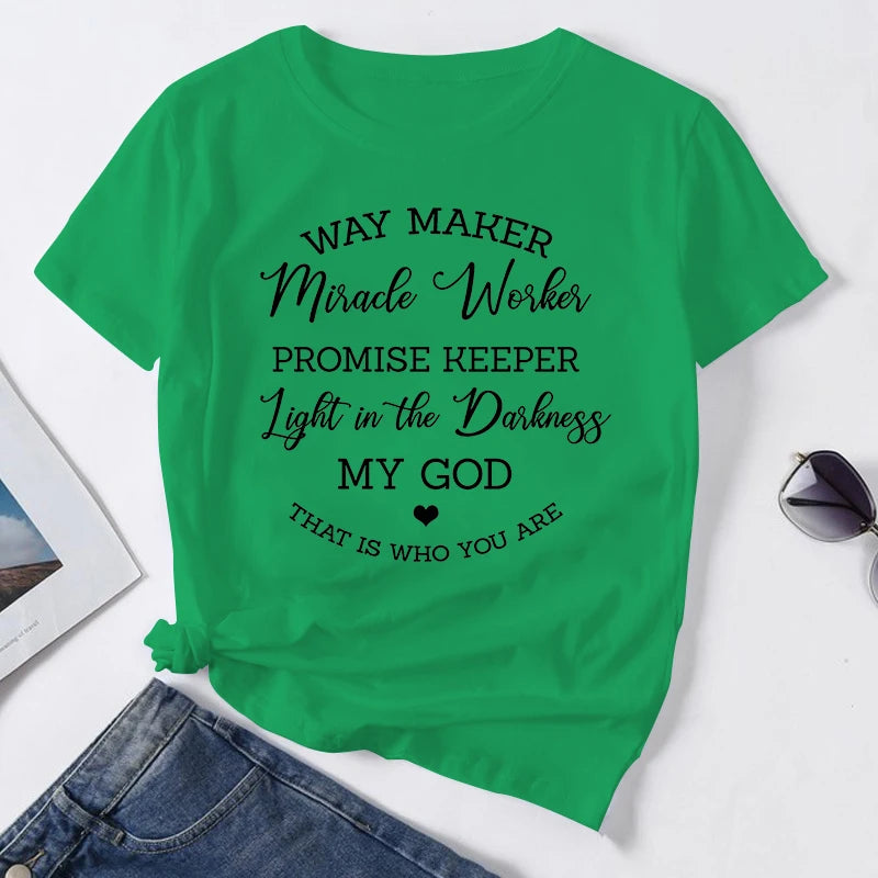 Way Maker Christian T-Shirt | Miracle Worker Promise Keeper Faith Graphic Tee