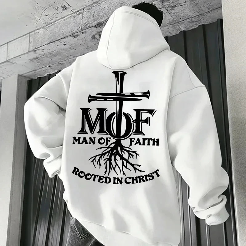 Man of Faith Christian Hoodie for Men – Inspirational Faith Sweatshirt, Warm Fleece Pullover