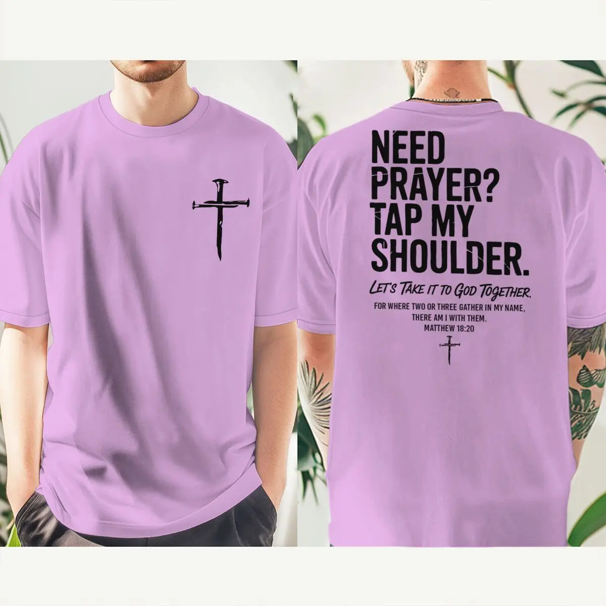 Need Prayer? Tap My Shoulder Christian T-Shirt | Unisex Faith Graphic Cross Tee