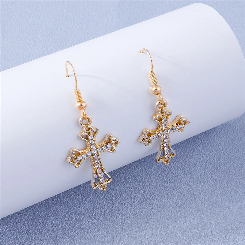 Zircon Cross Earrings for Women