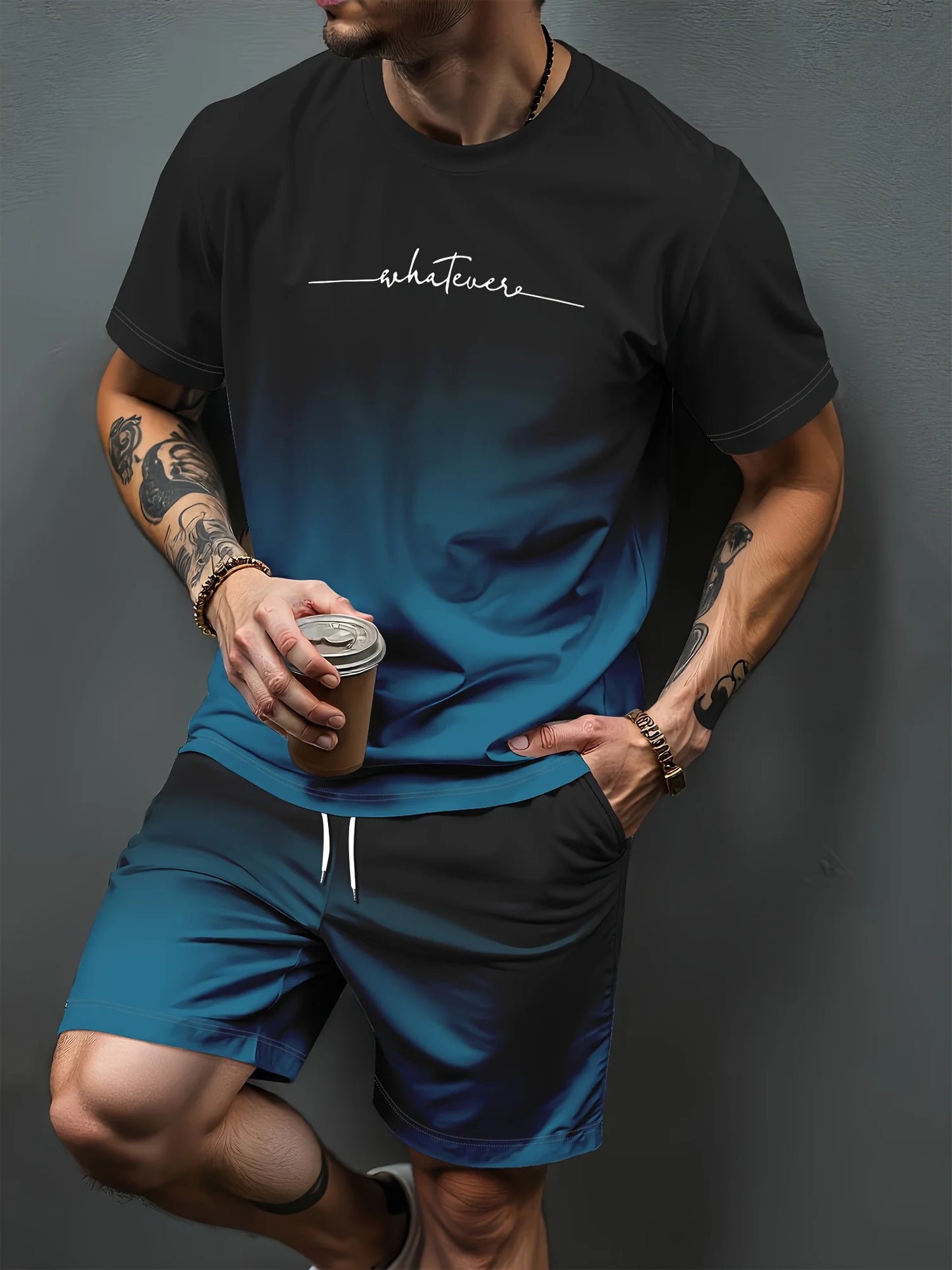 Men's Faith Cross Print T-Shirt and Shorts Set