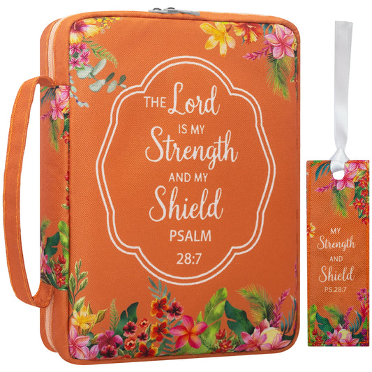 Large Orange Floral Bible Case