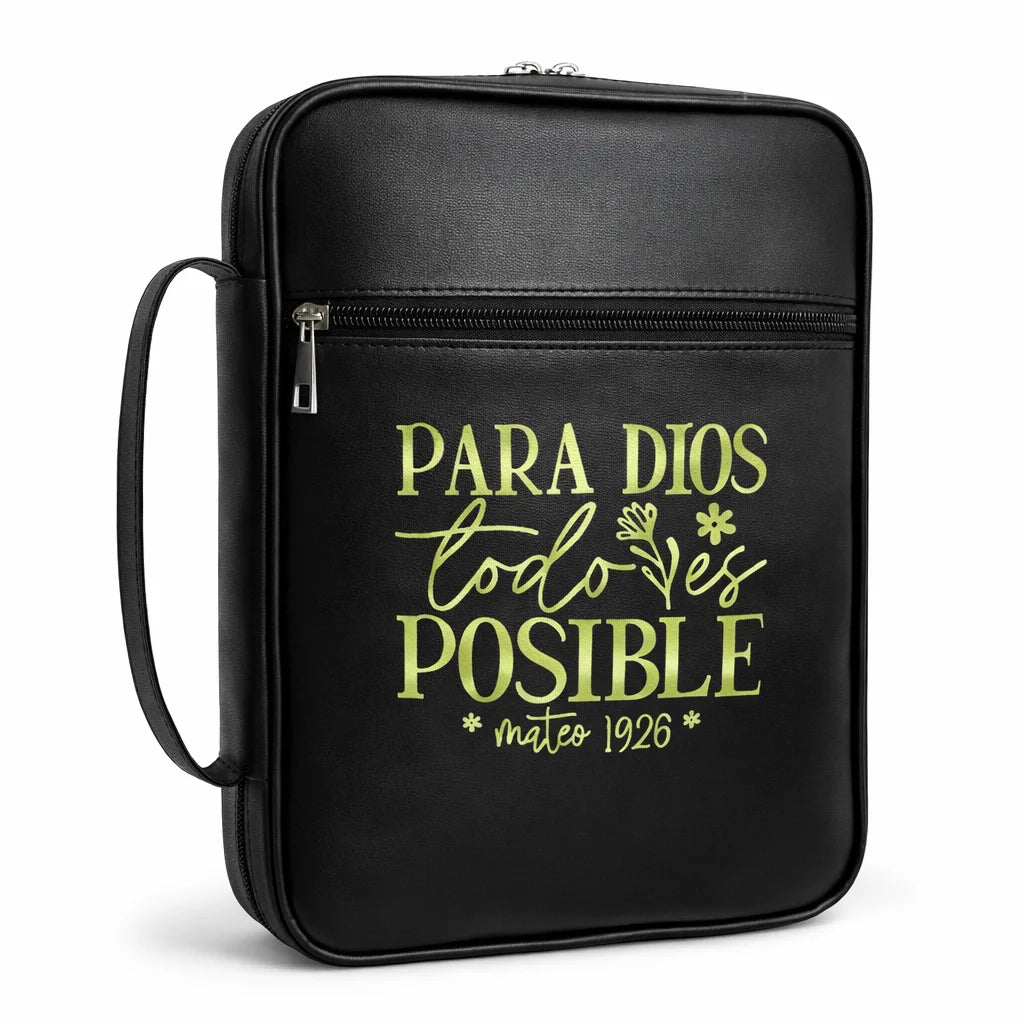 Leather Bible Cover Organizer with Handle & Zipper Pocket – Large Capacity Bible Carrying Case