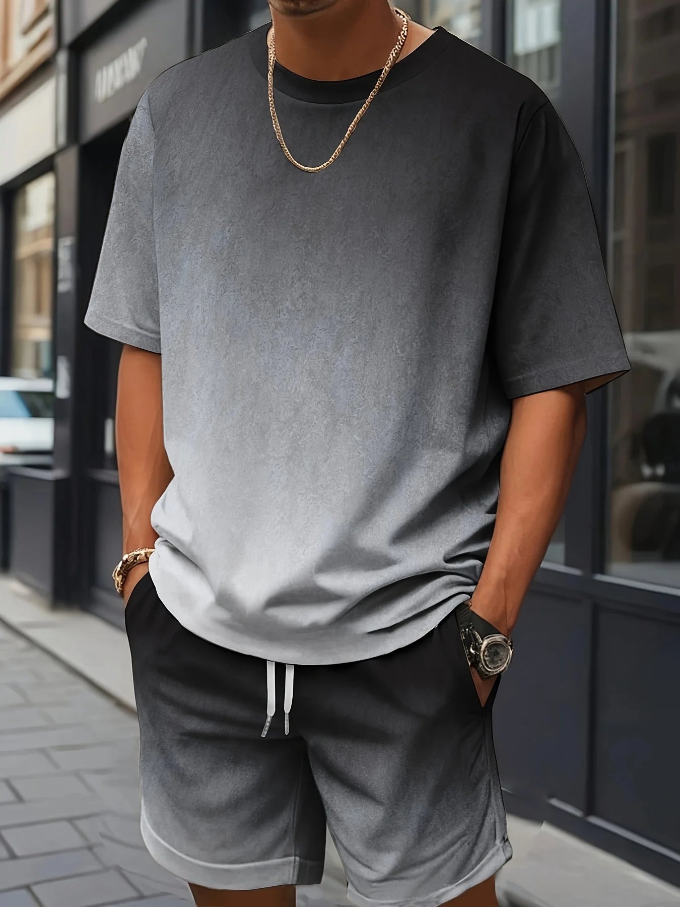 Men's Faith Cross Print T-Shirt and Shorts Set