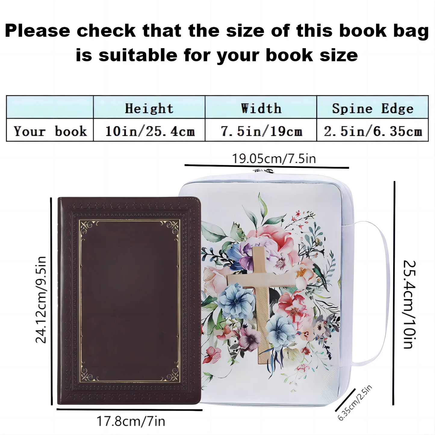 Floral Bible Cover with Handle & Pocket – Bible Organizer Case with Bookmark for Women & Girls