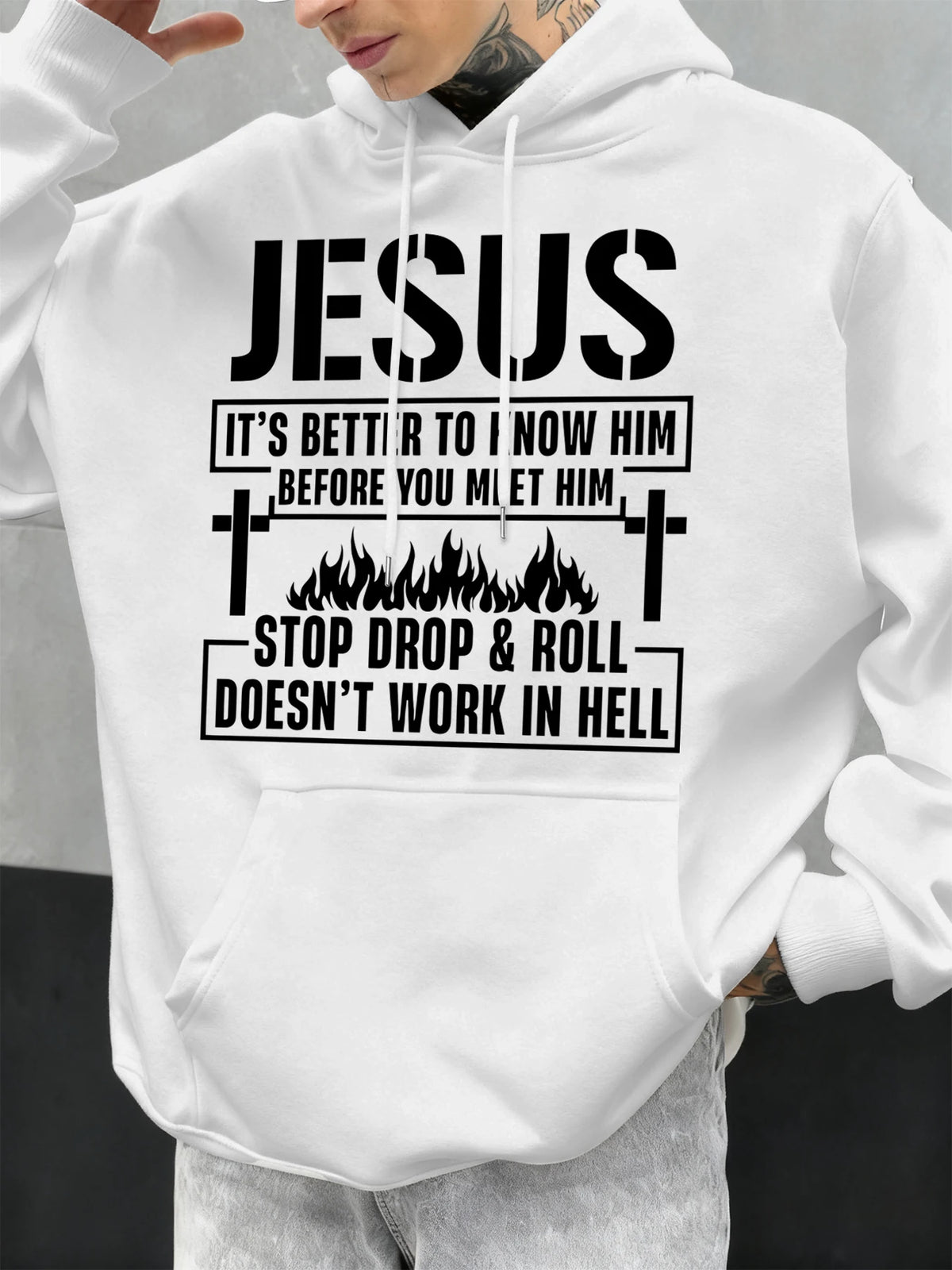 Jesus Hoodie – “Know Him Before You Meet Him” Christian Graphic Fleece Pullover