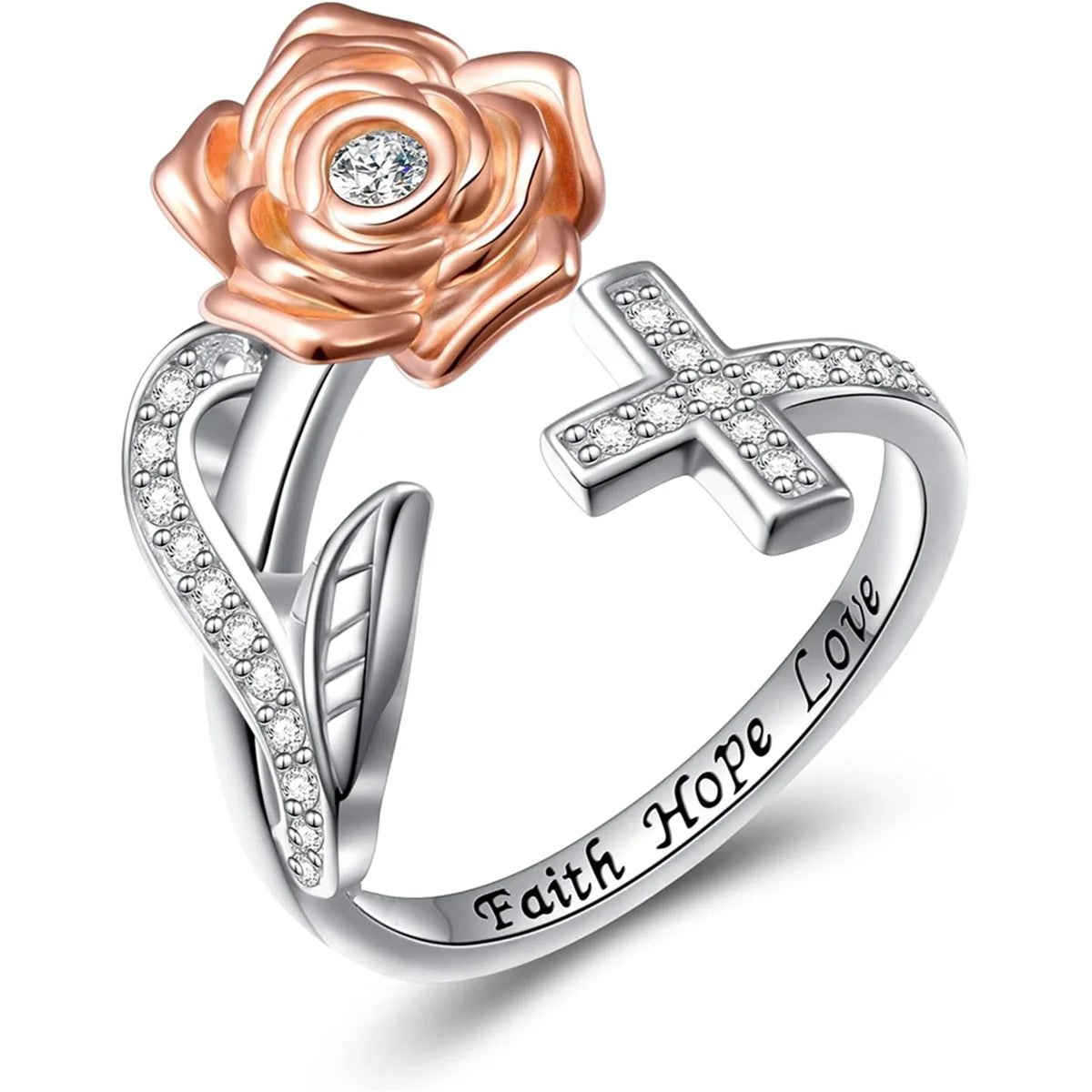 Open Wrap Faith Cross Ring
