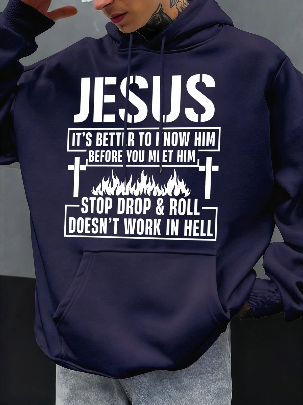 Jesus Hoodie – “Know Him Before You Meet Him” Christian Graphic Fleece Pullover