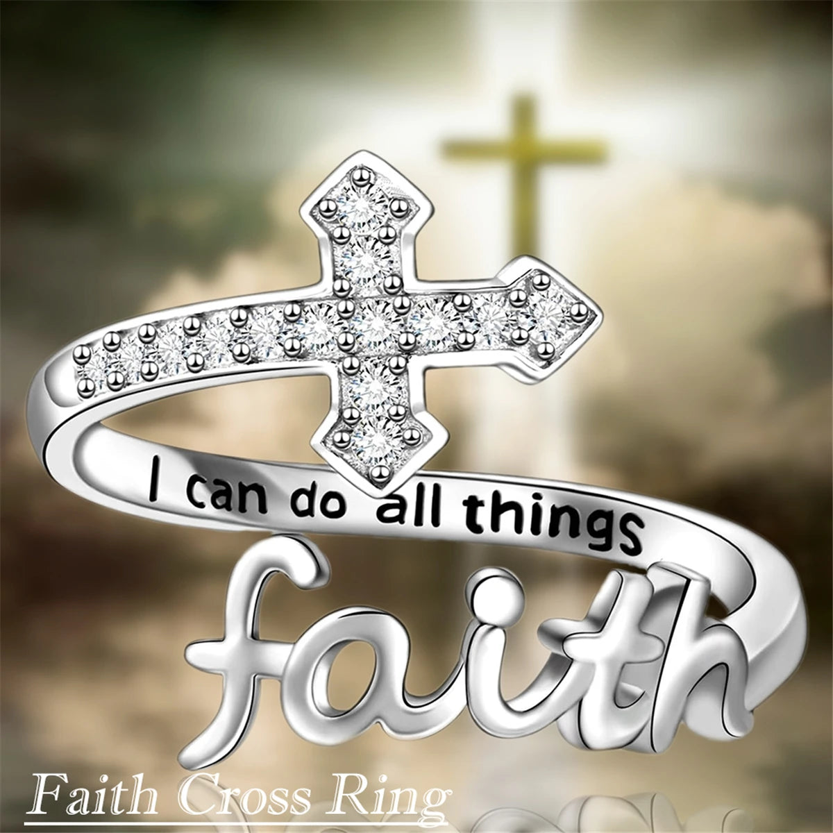 Open Wrap Faith Cross Ring