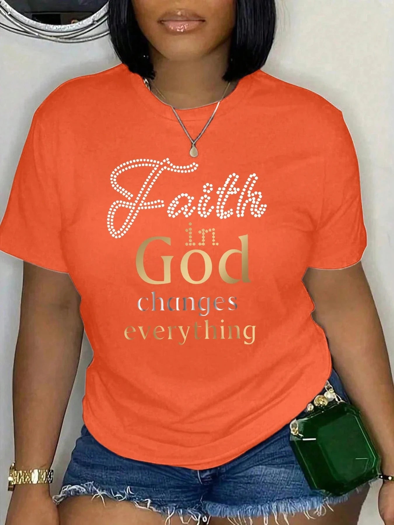 Faith in God Changes Everything Plus Size Women's Christian T-Shirt