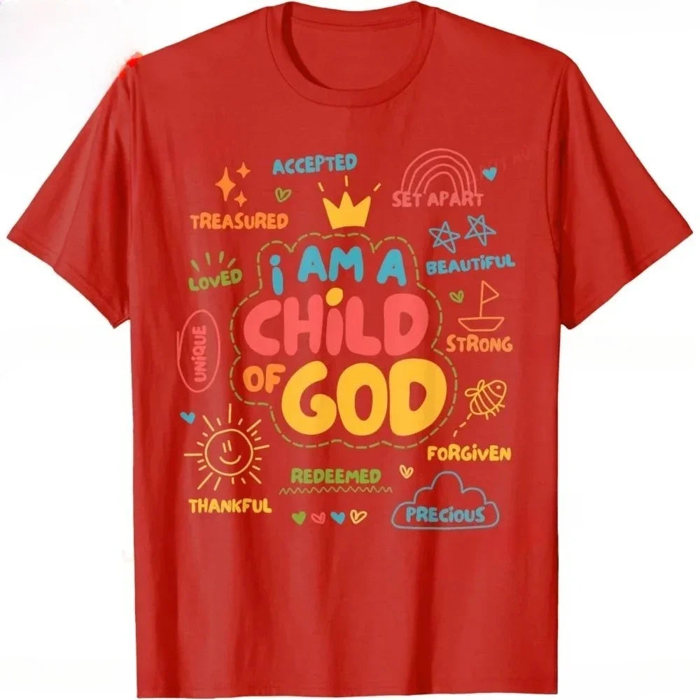 I Am God’s Child Christian Retro Graphic T-Shirt – Women’s Faith-Based Y2K Summer Tee