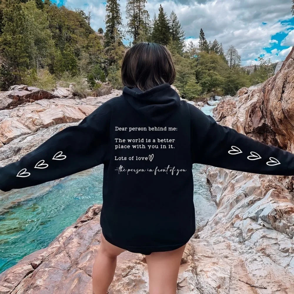 Dear Person Behind Me Be Kind Hoodie – Inspirational Mental Health Awareness Fleece Pullover