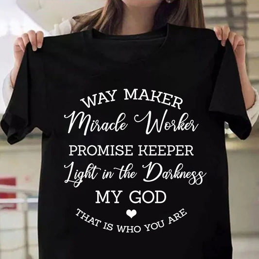 Way Maker Christian T-Shirt | Miracle Worker Promise Keeper Faith Graphic Tee for Women