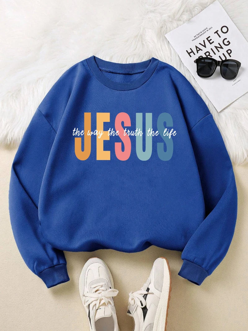 Colorful Jesus Fleece Pullover Sweatshirt