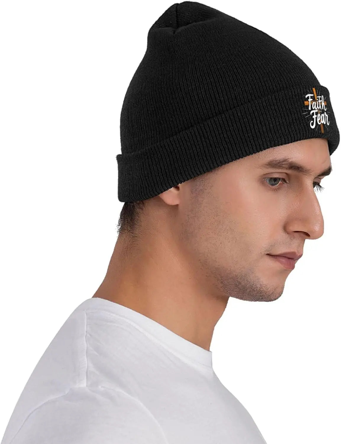 Faith Over Fear Knitted Cuffed Beanie