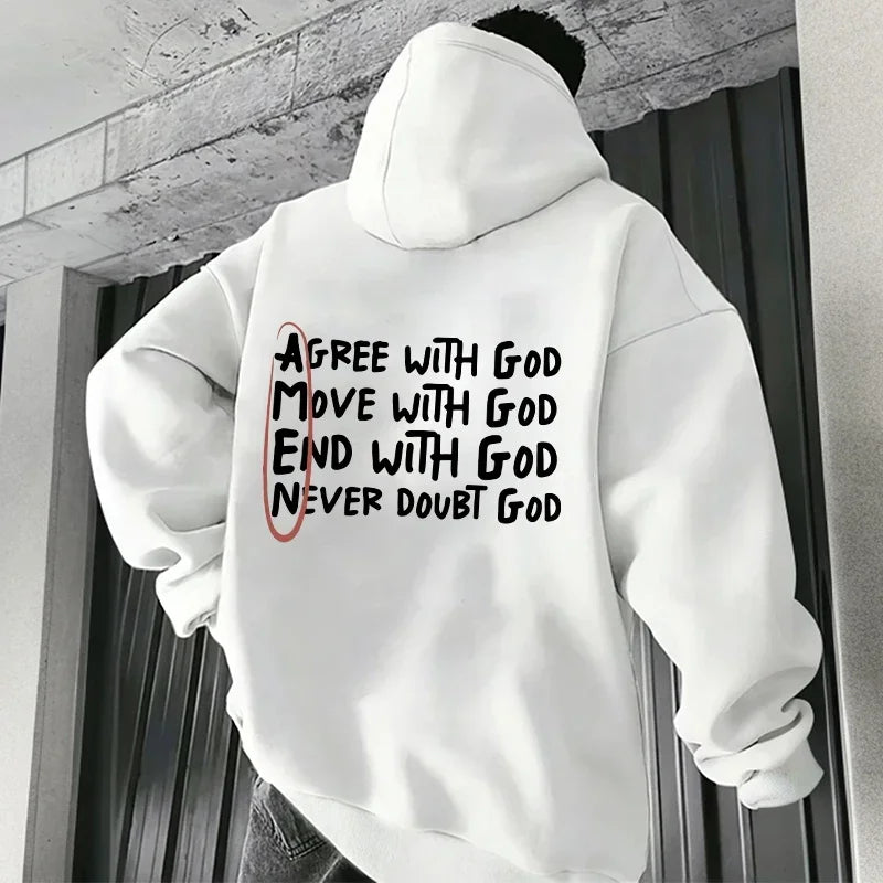 Never Doubt God Christian Hoodie – Inspirational Faith Pullover Sweatshirt for Men