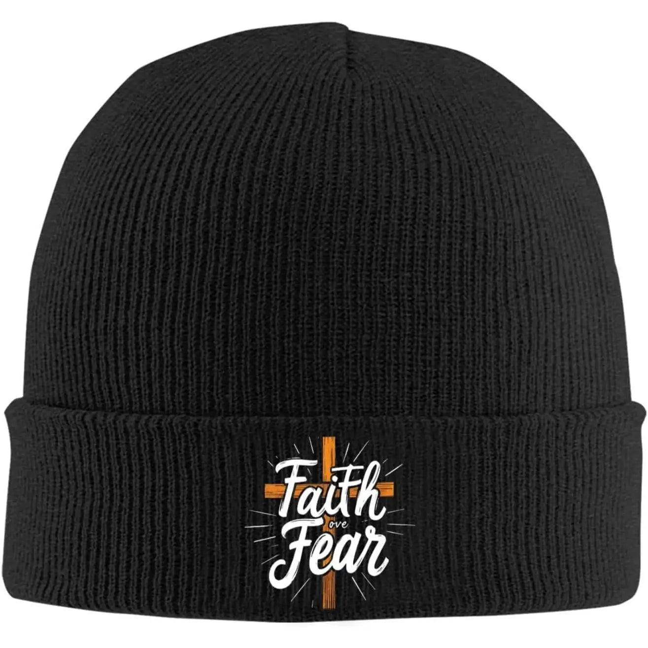 Faith Over Fear Knitted Cuffed Beanie