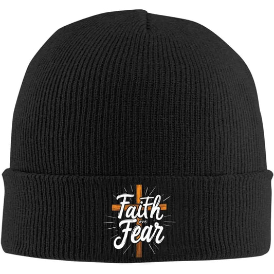 Faith Over Fear Knitted Cuffed Beanie